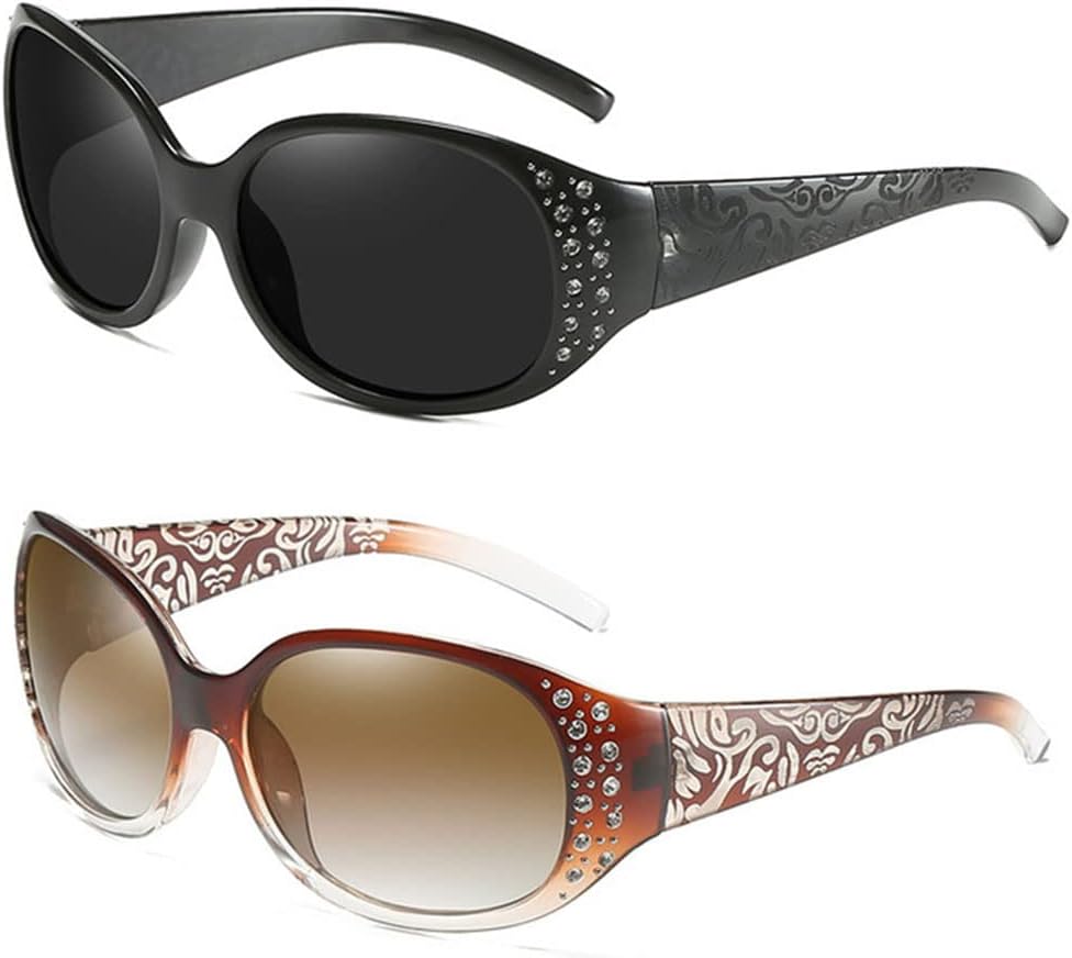 

Поляризованные солнцезащитные очки для женщин, элегантные солнцезащитные очки с стразами, женские солнцезащитные очки для путешествий, очки для вождения Generic, Black and Tea