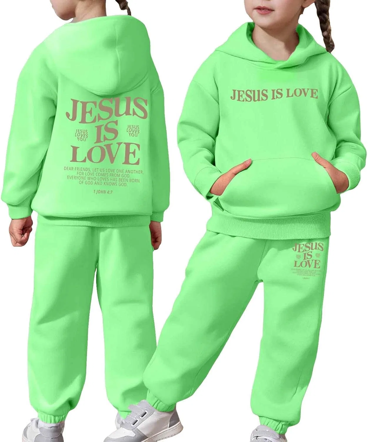 Детский спортивный костюм с принтом Trust in the Lord Jesus, Z01 Green