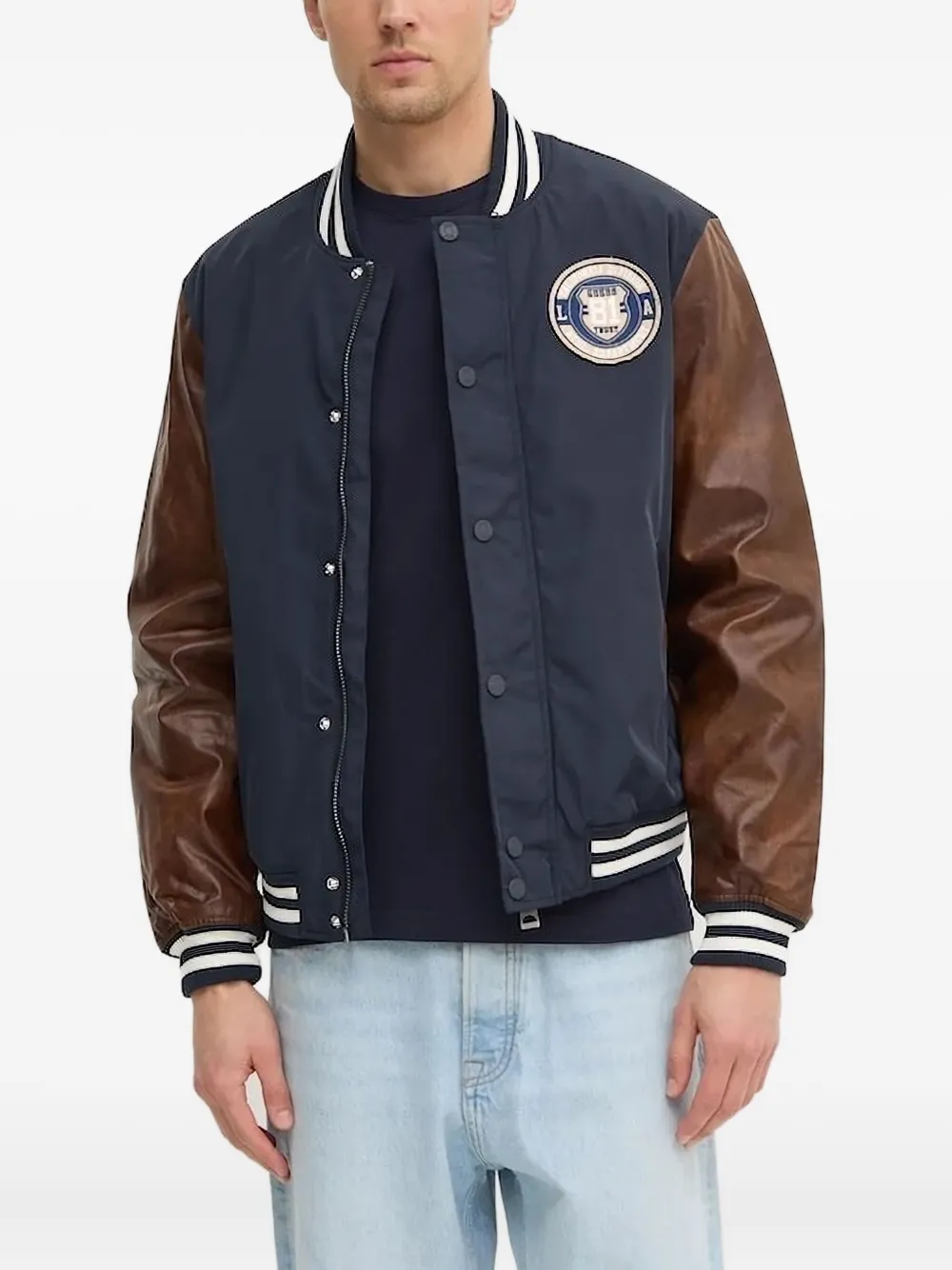 

Куртка-бомбер с твиловыми нашивками GUESS USA, синий