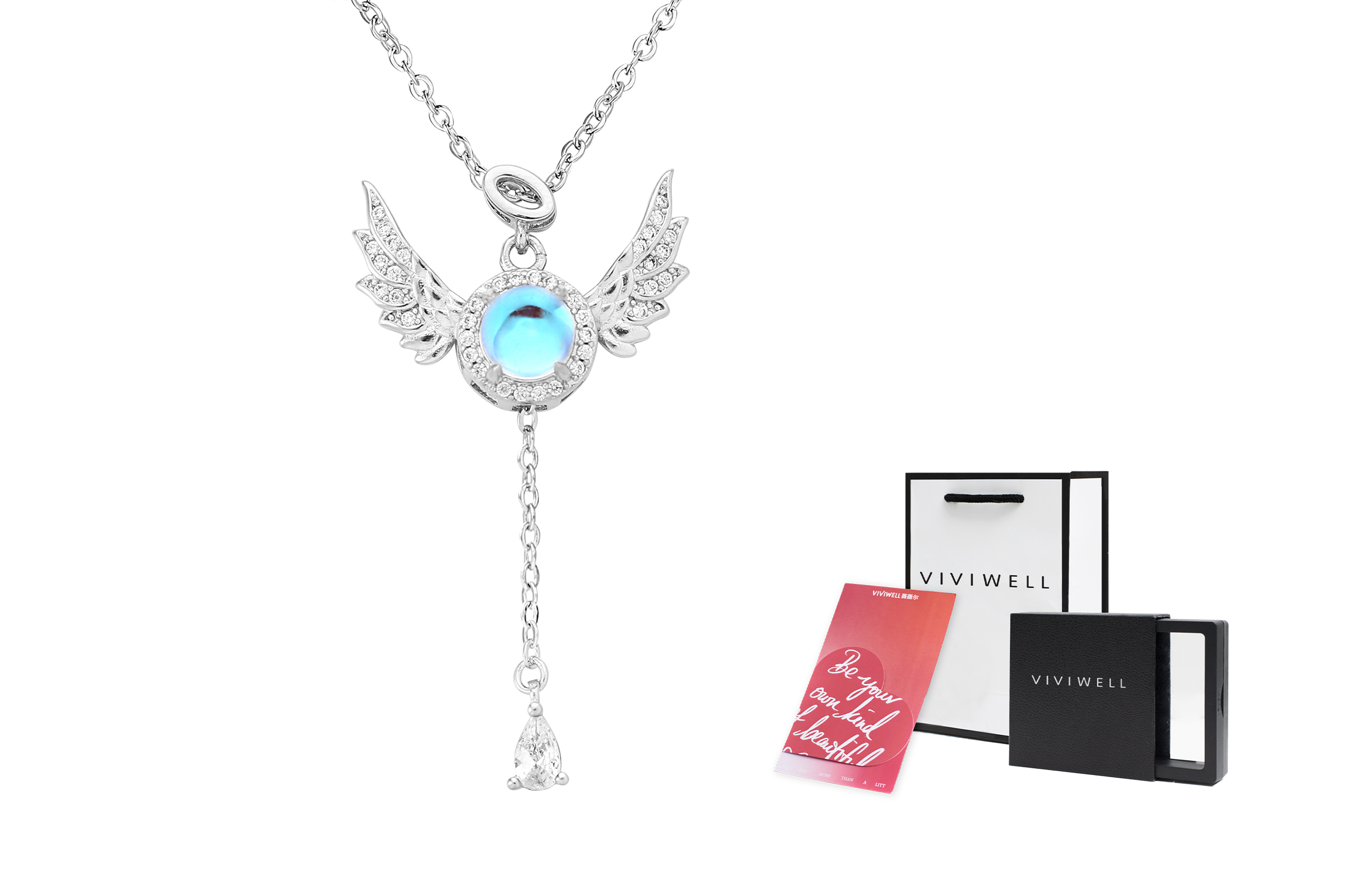 

Нишевое дизайнерское ожерелье для женщин VIVIWELL, серебристо-синий