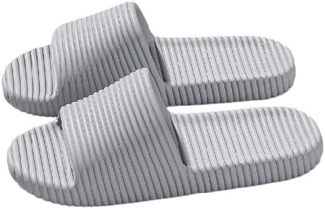 

Тапочки Cloud Shower для ванной с противоскользящей подошвой, открытым носком, супер мягкие и удобные, с толстой подошвой, для дома, надувные шлепанцы для использования внутри и снаружи, платформенные сандалии Bydzkj, серый