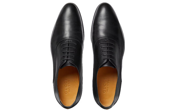 Кроссовки lace-up shoe with double g 'black leather' Gucci, черный — фото 4