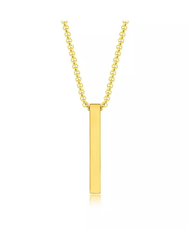 

Мужское ожерелье из нержавеющей стали с вертикальной планкой, позолоченное Metallo, gold