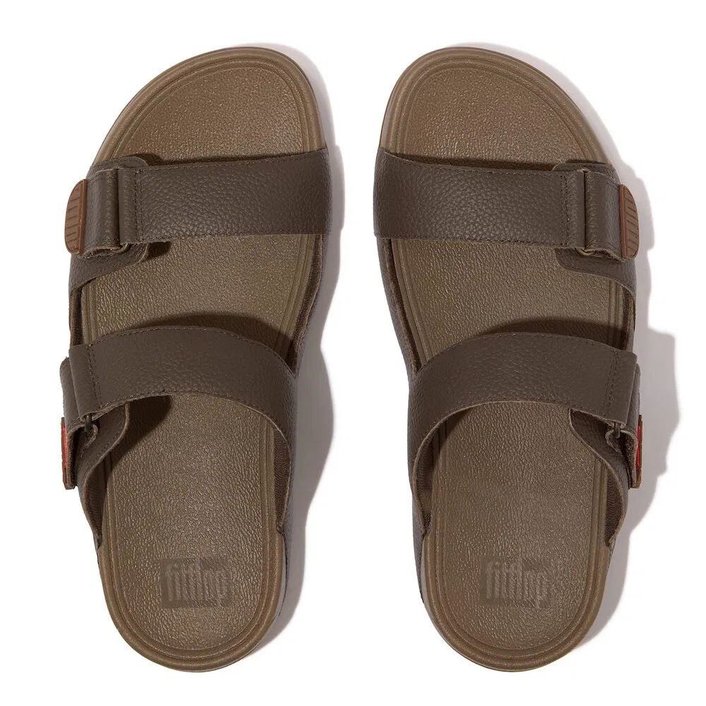 Мужские кожаные слайды Gogh Mock тёмно-коричневые от Fitflop — фото 2