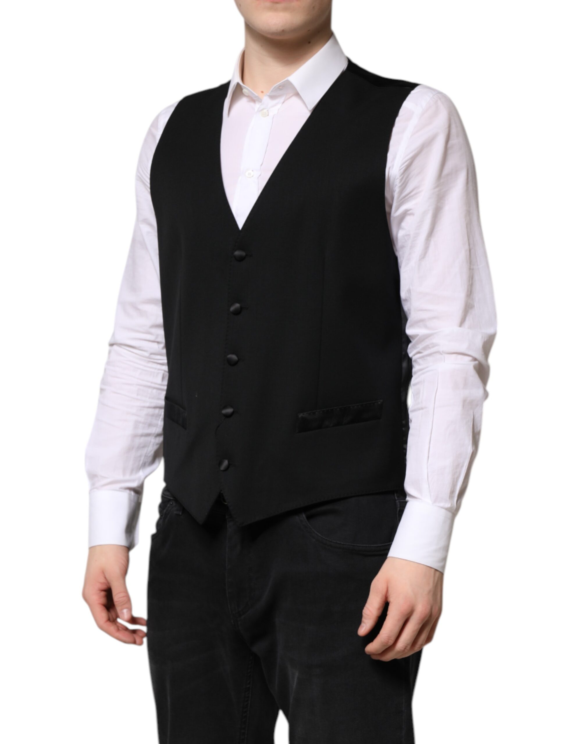 Черный шерстяной жилет для мужчин Dolce & Gabbana, Black — фото 2