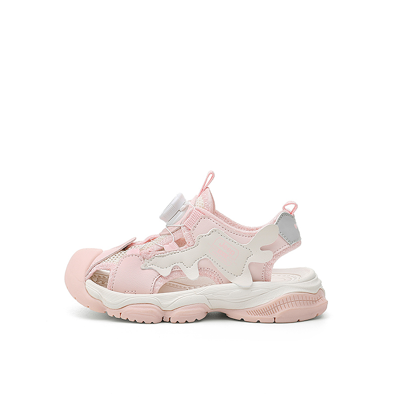 

Детские сандалии Jeep с застежкой на кнопку, закрытым носком, легкие, комфортные, с мягкой подошвой, противоскользящие и износостойкие, розово-белые