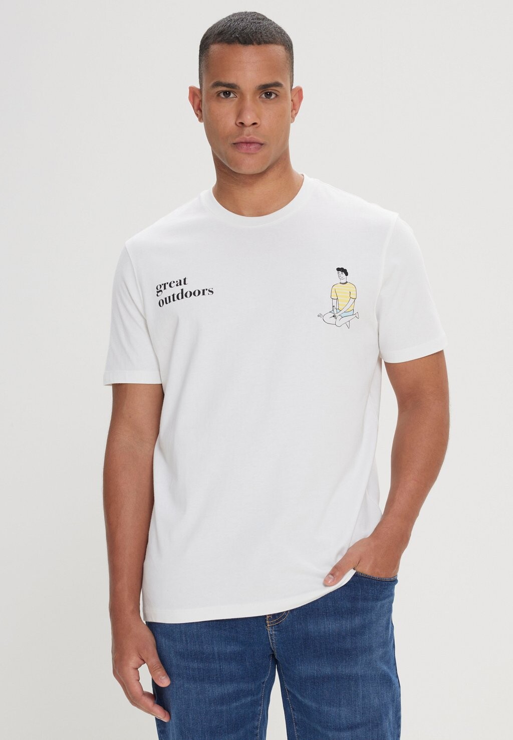 

Принт на футболке COMFORT FIT O COLLAR AC&CO / ALTINYILDIZ CLASSICS, кремовый