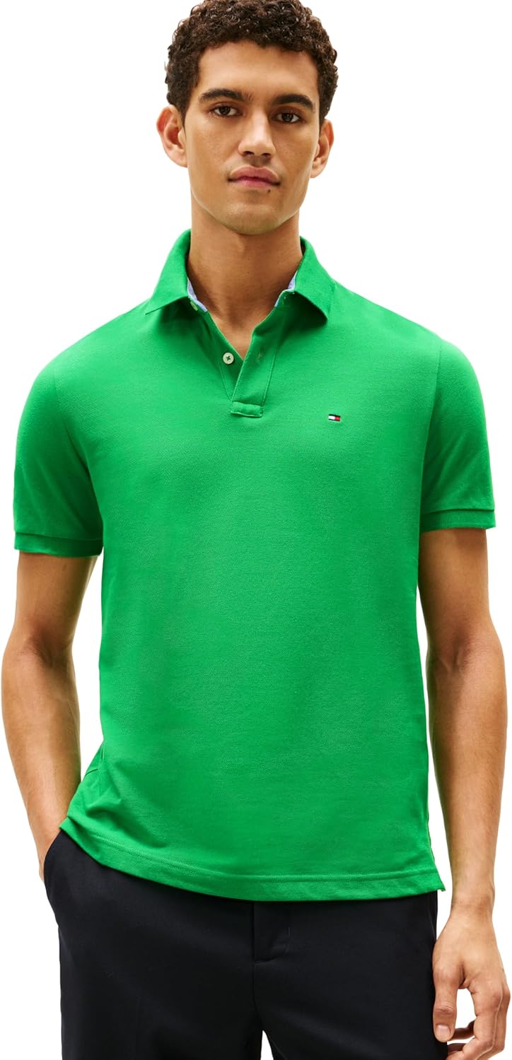 

Мужская рубашка-поло Tommy Hilfiger с коротким рукавом из хлопкового пике, классический крой, Fern Green, Зеленый, Мужская рубашка-поло Tommy Hilfiger с коротким рукавом из хлопкового пике, классический крой, Fern Green
