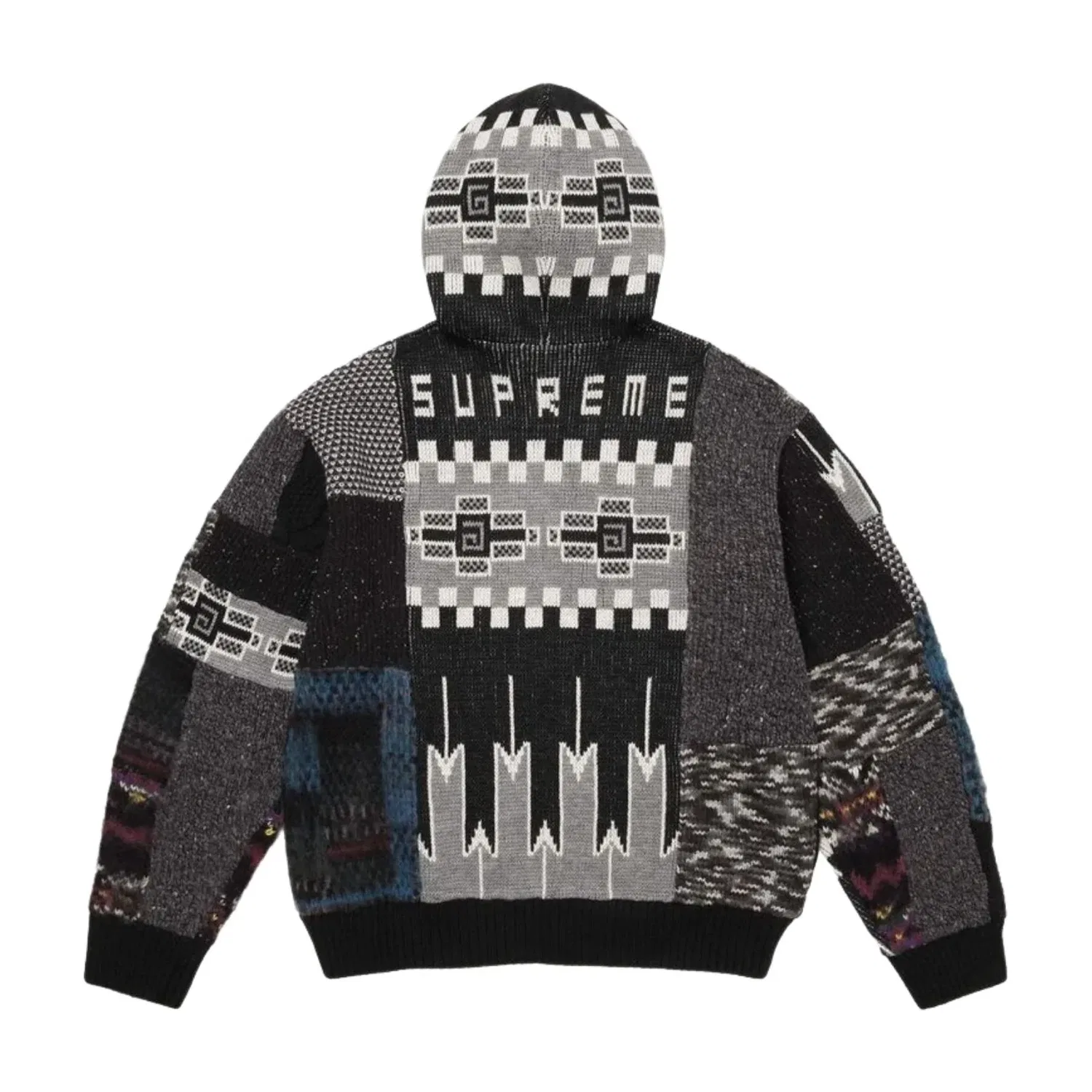 Свитер Supreme SS26 Patchwork Zip Up Hooded Sweater 'Black' SUP-SS26-261-BLK, черный — фото 2