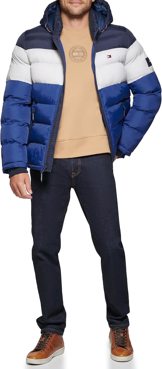 Мужская стеганая куртка с капюшоном Tommy Hilfiger (стандартная и для больших и высоких), Midnight/Ice/Royal Blue — фото 4