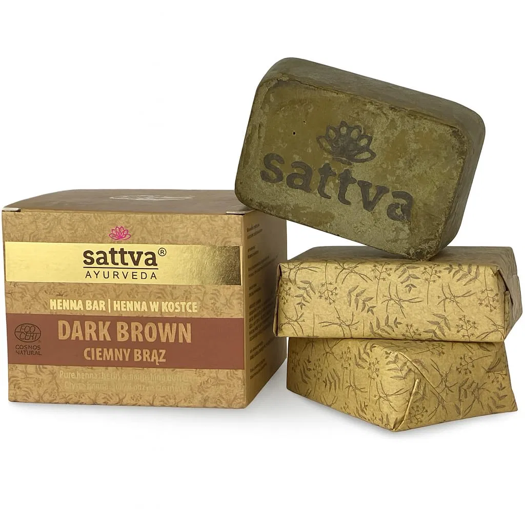 Натуральная краска для волос Sattva Ayurveda в блоке хны, темно-коричневая Sattva Ayurveda
