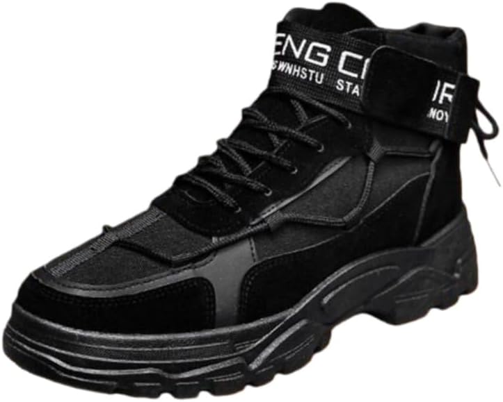 

Зимние мужские ботинки с высокой шнуровкой- хлопковые туфли с толстой подошвой и мягкой подкладкой. Подходят для ежедневной активности на улице, походов и восхождений в горах Fmshi, черный