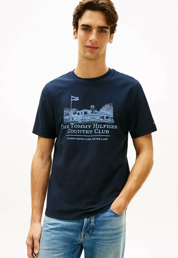 Футболка с графическим вышитым принтом Tommy Hilfiger, Navy Blue