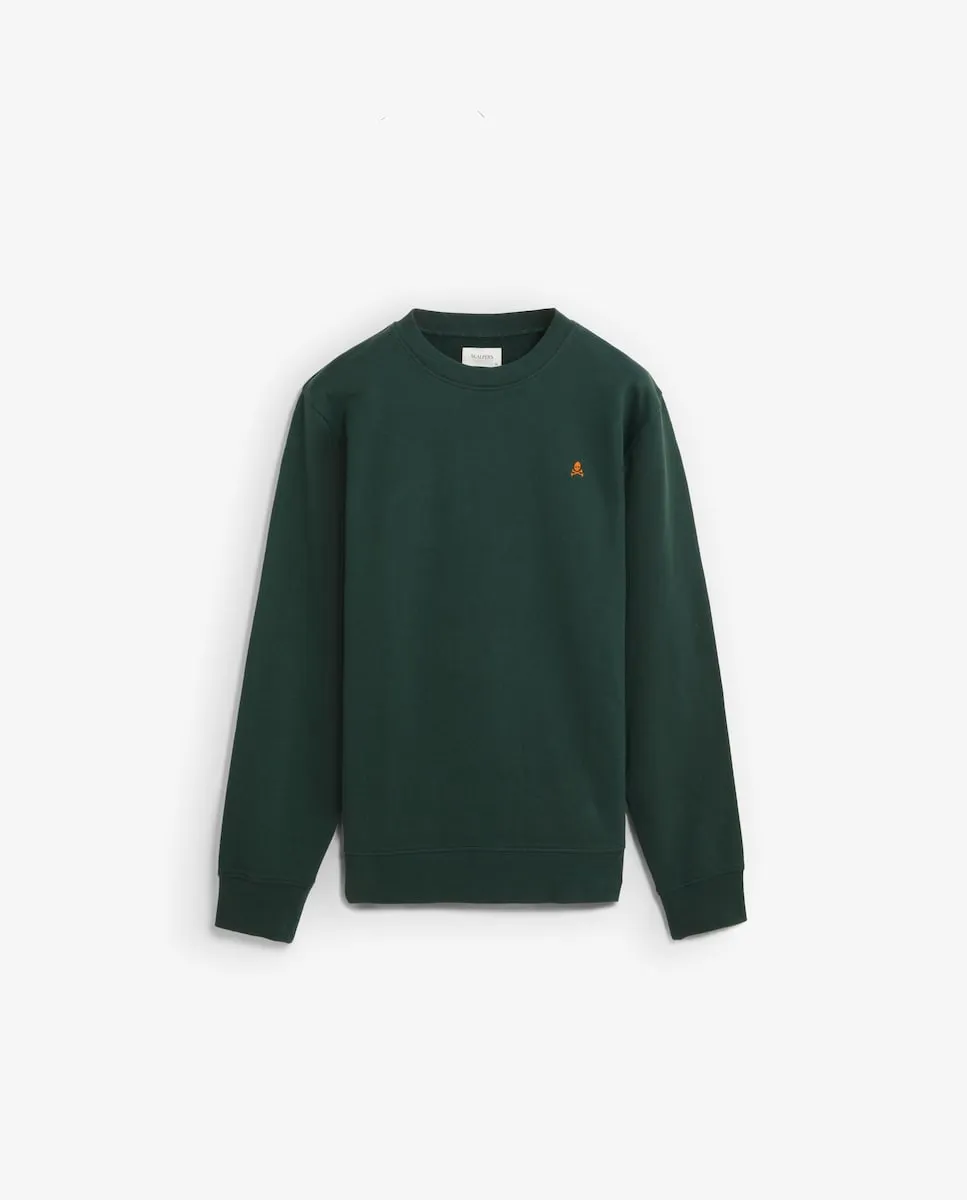 

Мужская толстовка без капюшона, прямого кроя, с круглым вырезом, рукава и пояс с ребристой отделкой Scalpers, темно-зеленый