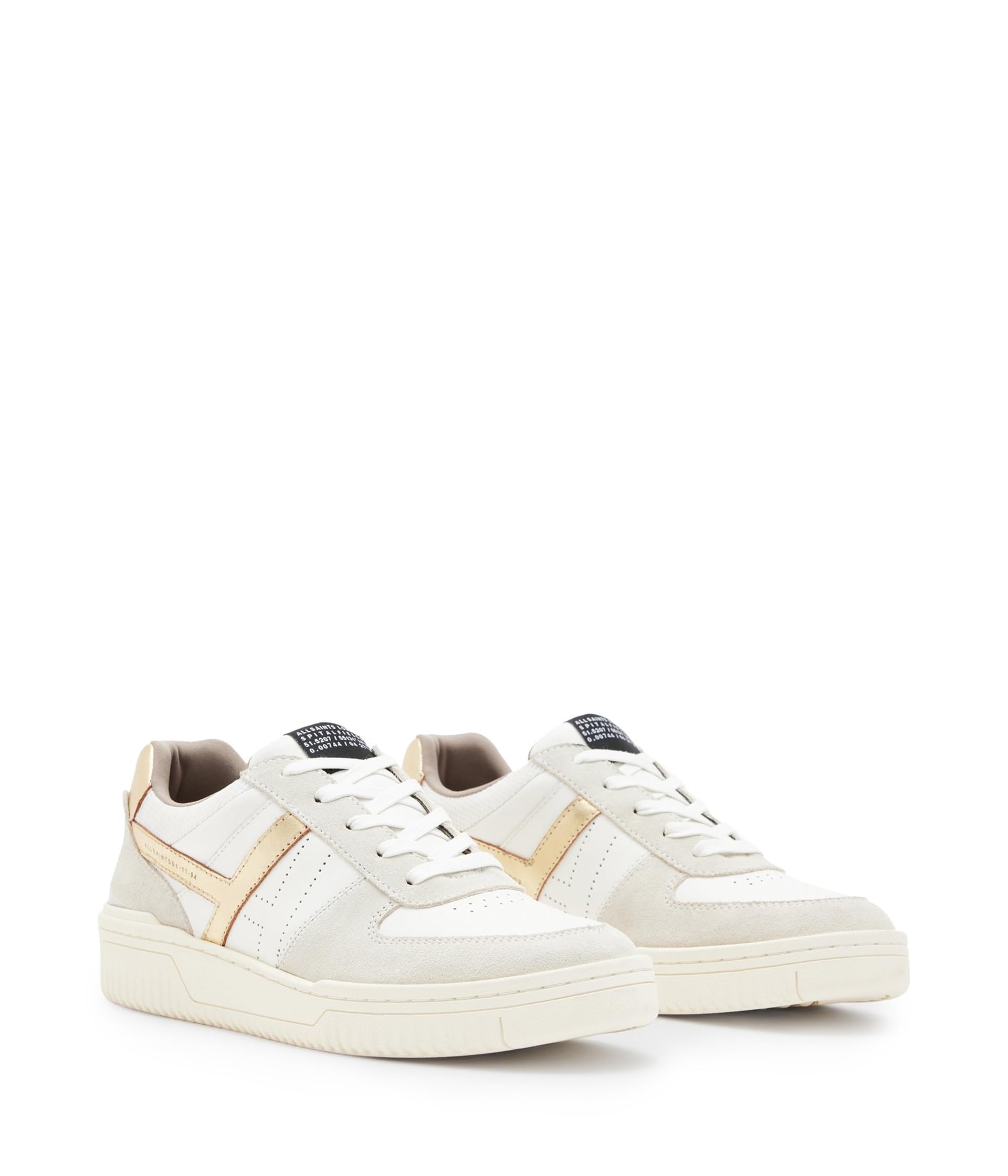 Кроссовки AllSaints Vix Suede Sneaker, цвет White/Gold