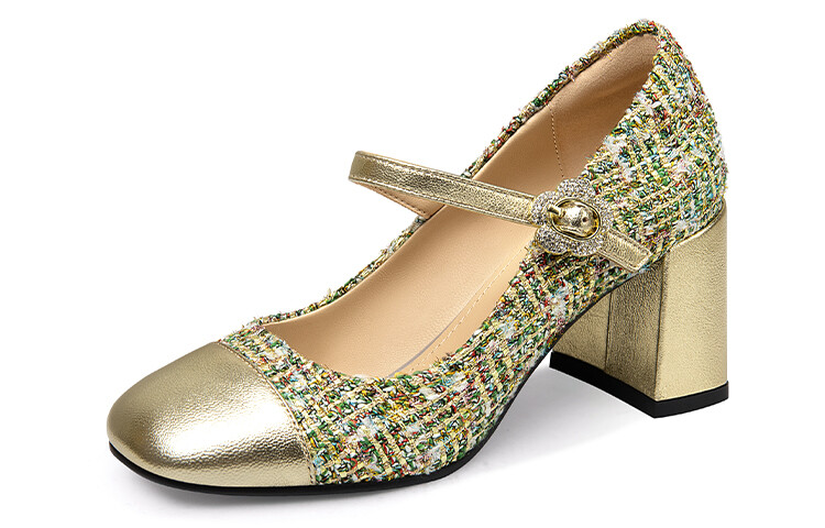 

Туфли Мэри Джейн женские золотой Lily Wei, цвет Gold【Heel height 7cm】