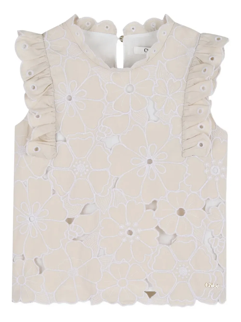 Вышитый топ с оборками Chloe Kids, нейтральный