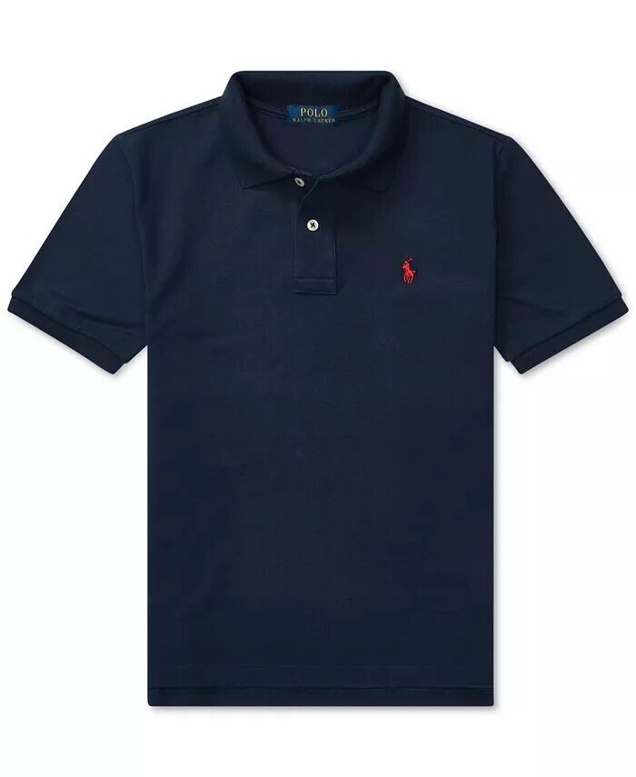 

Рубашка-поло из хлопковой сетки с логотипом для мальчиков Big Boys Polo Ralph Lauren, синий