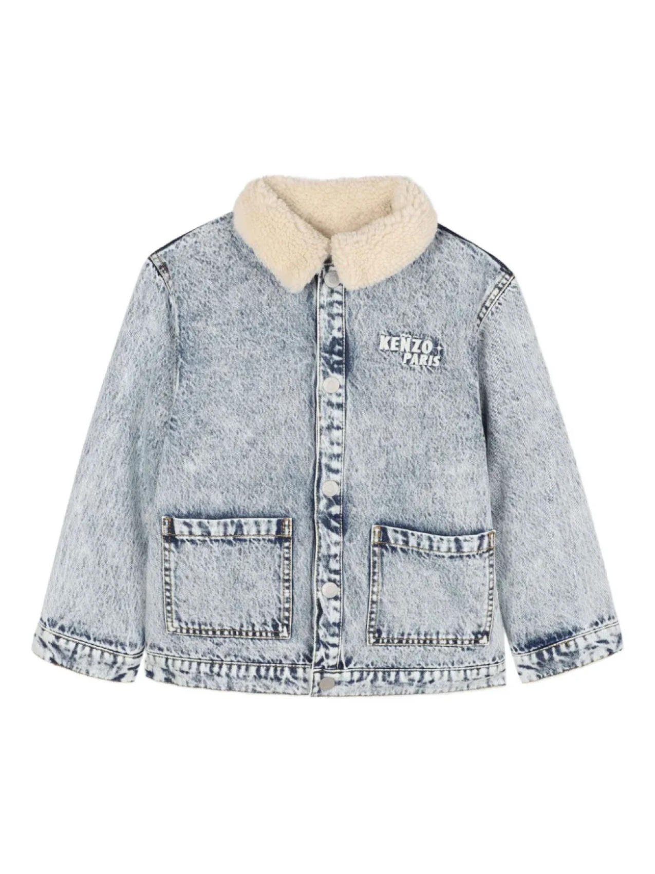 

Kenzo Kids джинсовая куртка с воротником из шерпы