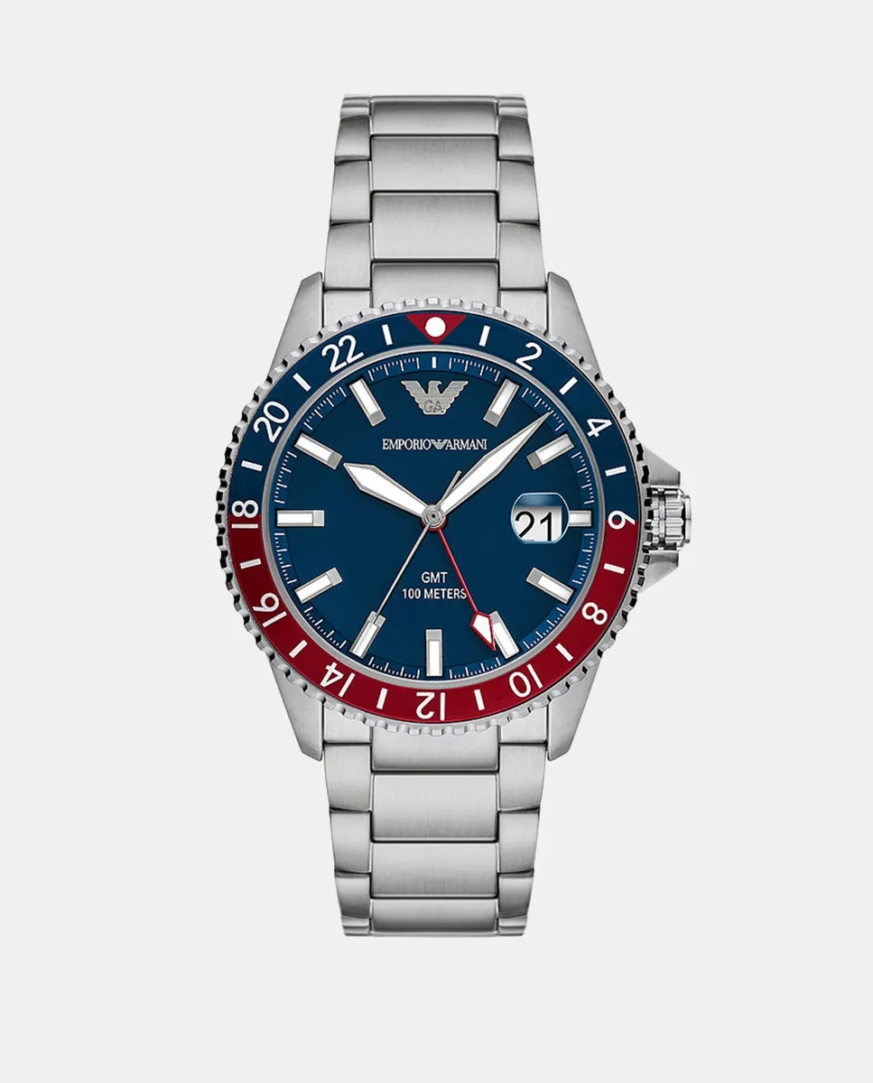 

AR11590 GMt Двойные стальные мужские часы Emporio Armani, серебряный