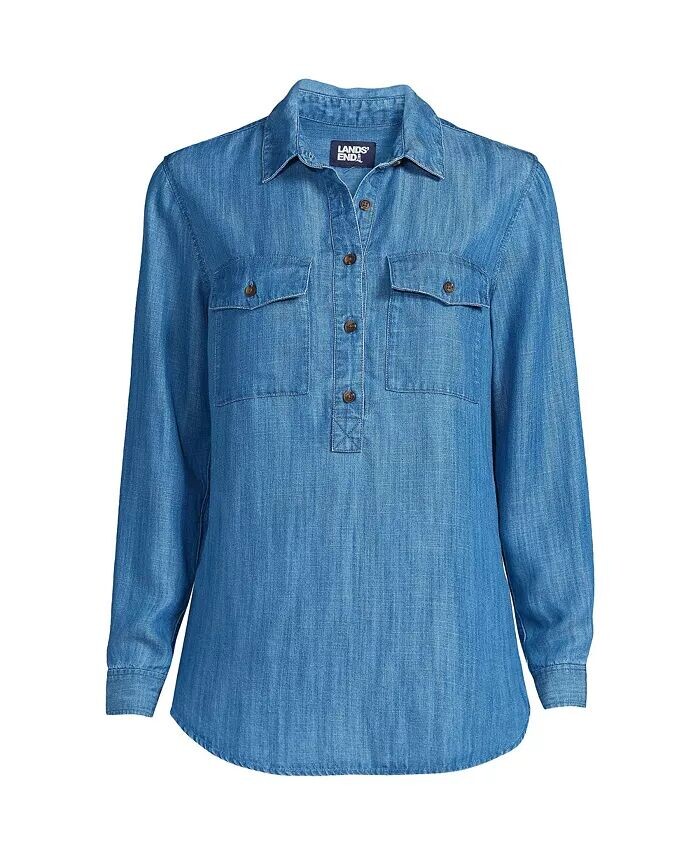 

Женский топ TENCEL Fiber Popover Lands' End, синий