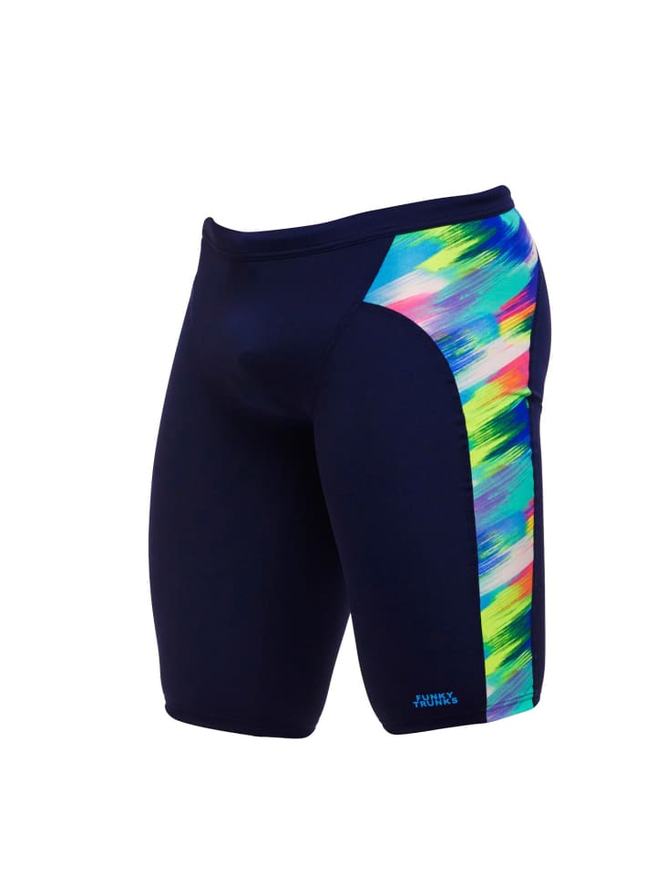 

Funky Trunks Плавки Streaky Strokes Jammer, устойчивые к хлору, синего цвета