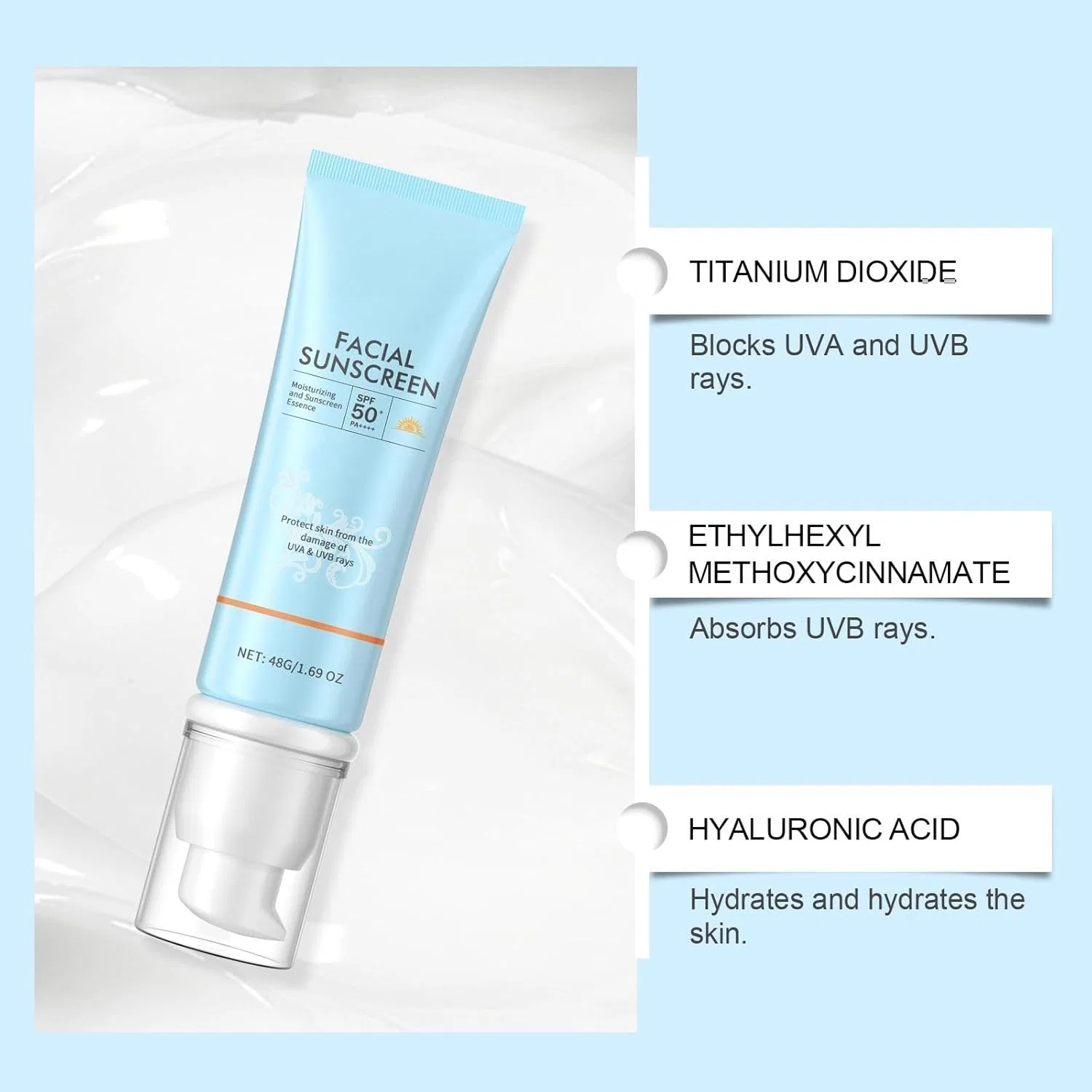 Солнцезащитный крем для лица SPF 50+ Skin Aqua Block Soap Off 45 г, голубой Generic — фото 4