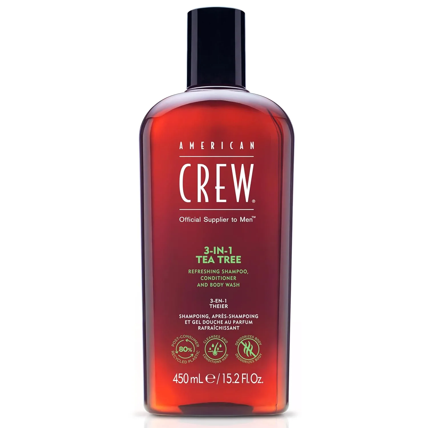 Шампунь, кондиционер и гель для душа American Crew для мужчин, 3-в-1, аромат чайного дерева, 443 мл. 450 мл (1 шт.)
