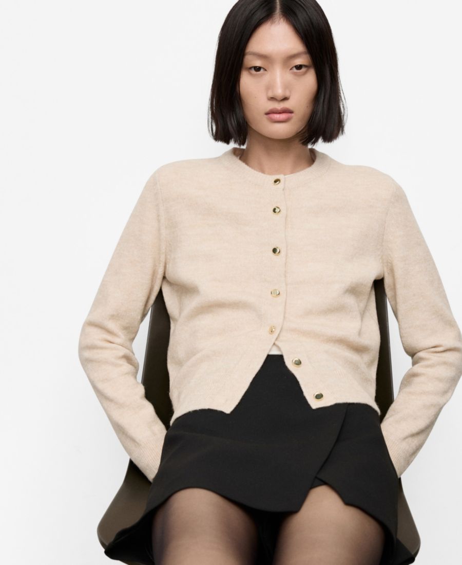 

Женский вязаный кардиган на пуговицах MANGO, Ecru