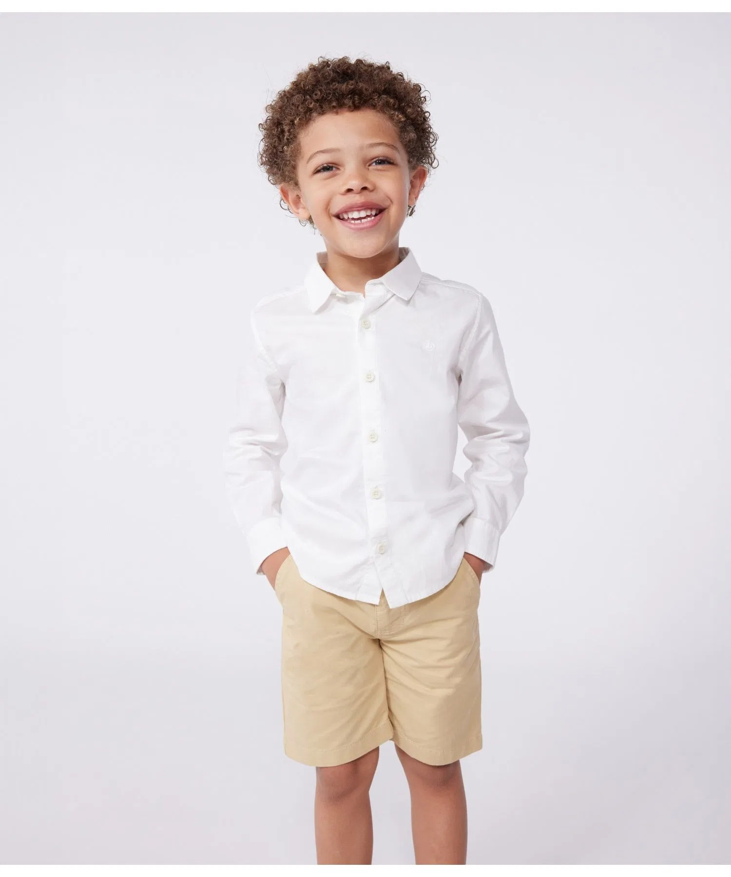 Детская хлопковая рубашка PETIT BATEAU белая