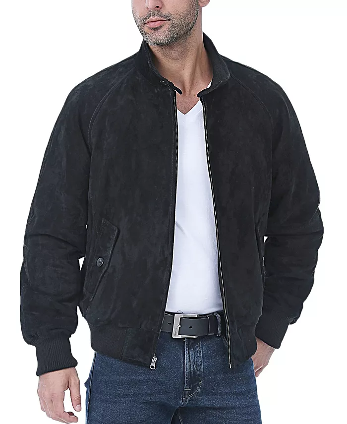 

Мужская кожаная куртка-бомбер из замши WWII Landing Leathers, черный