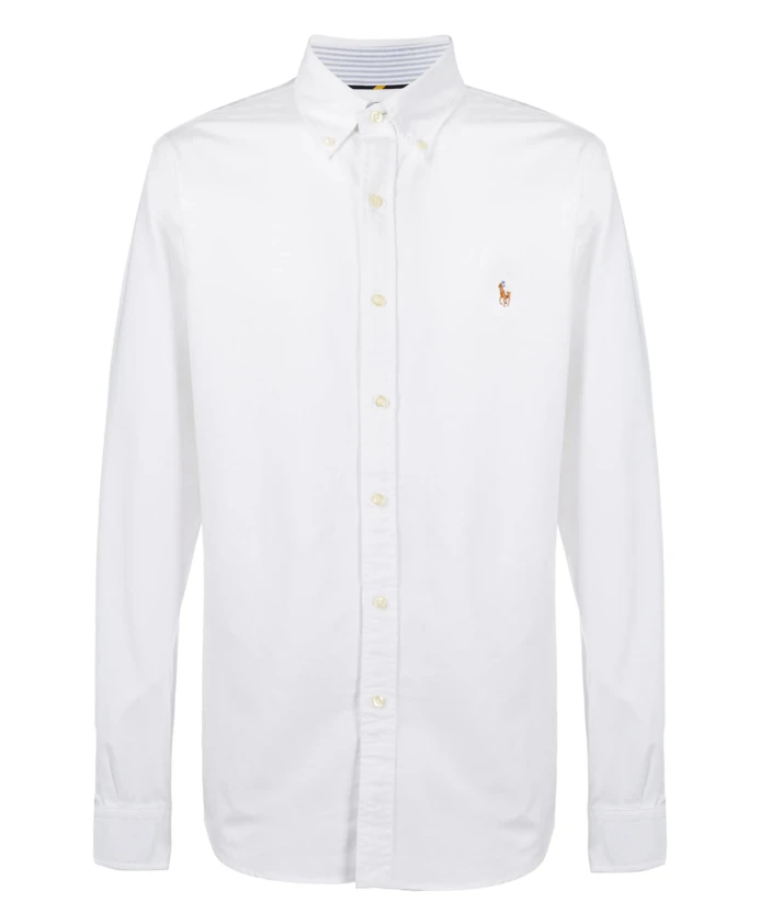 Белая приталенная рубашка Polo Ralph Lauren, белый