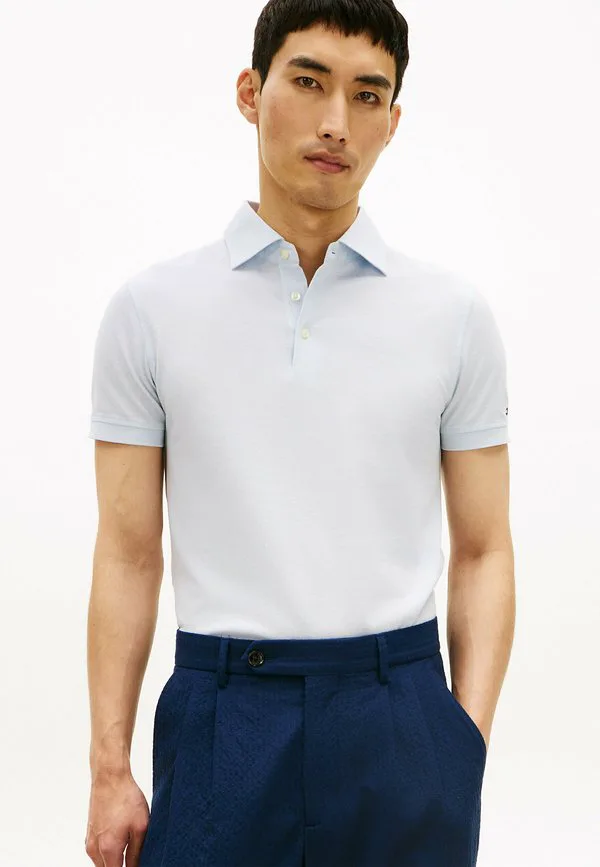 Стильная повседневная рубашка-поло с широкими полями Tommy Hilfiger, Breezy Blue White