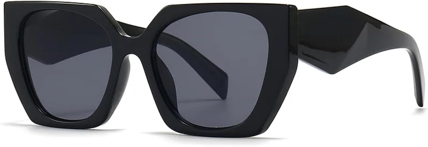 

Ретро-солнцезащитные очки большого размера для женщин и мужчин, роскошные модные солнцезащитные очки, трендовые женские очки с защитой от УФ-излучения UV400 TVTBBVV, Black Grey