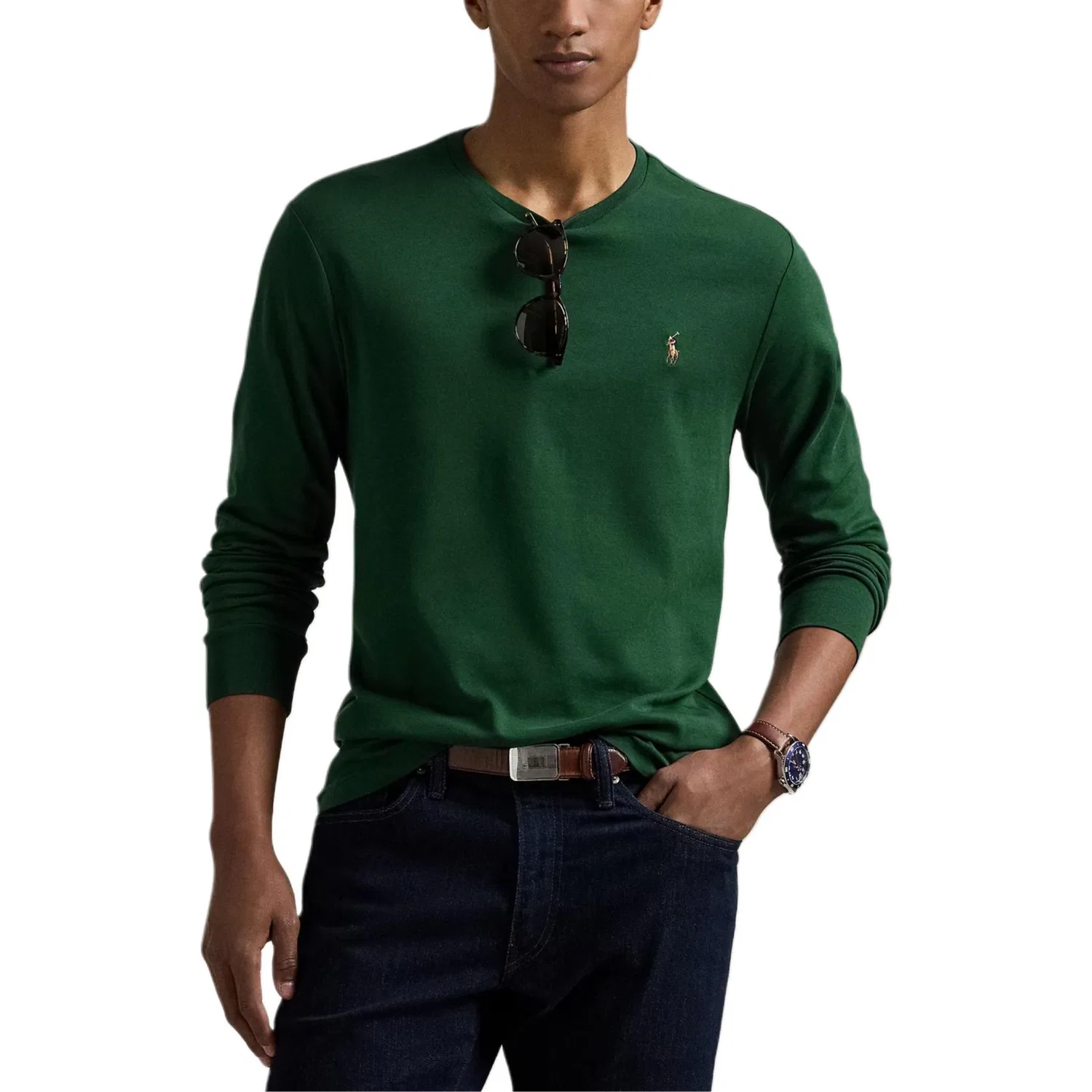 Свитер с длинным рукавом и круглым вырезом Polo Ralph Lauren, Vintage Pine Wood Green — фото 3