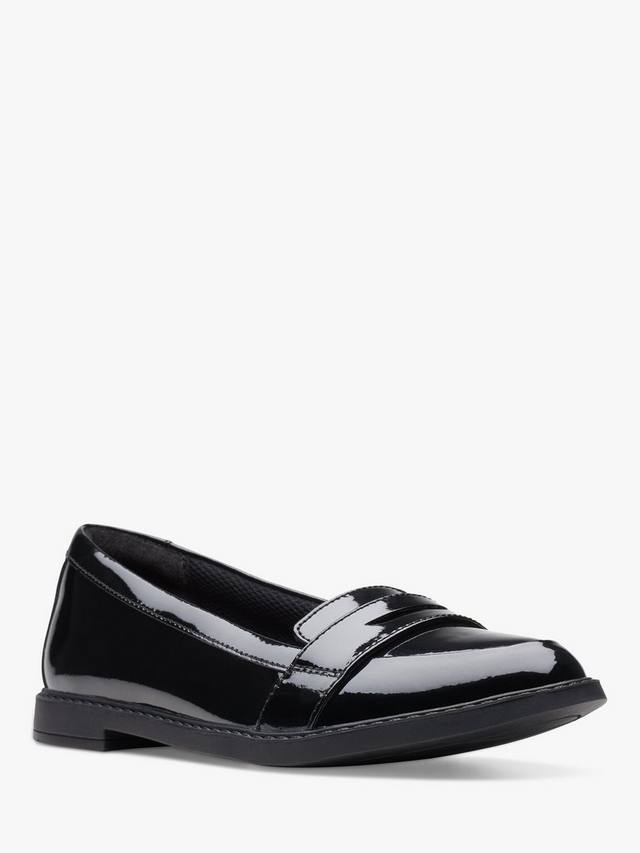 Детские школьные туфли-лоферы Scala Clarks, Black Patent — фото 2