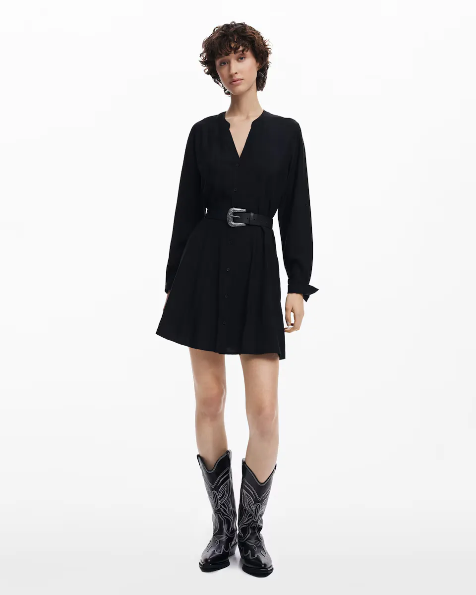 

Рубашечное платье с поясом Desigual, черный