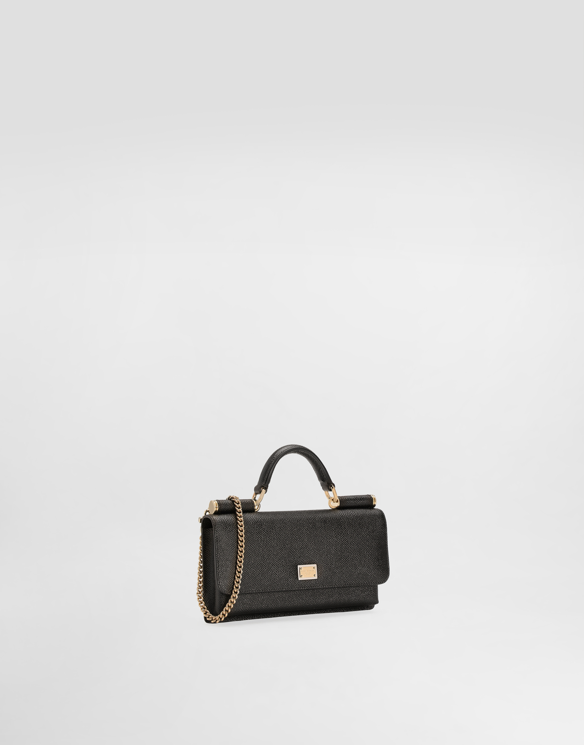 Мини-сумка из телячьей кожи с принтом dauphine Dolce & Gabbana, черный — фото 3