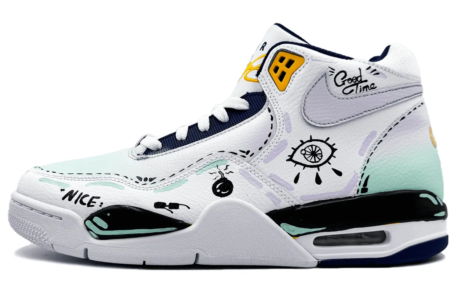 

Nike Баскетбольные кроссовки Flight Legacy с нескользящей подошвой, винтажные, мужские, цвет "голубой-фиолетовый"