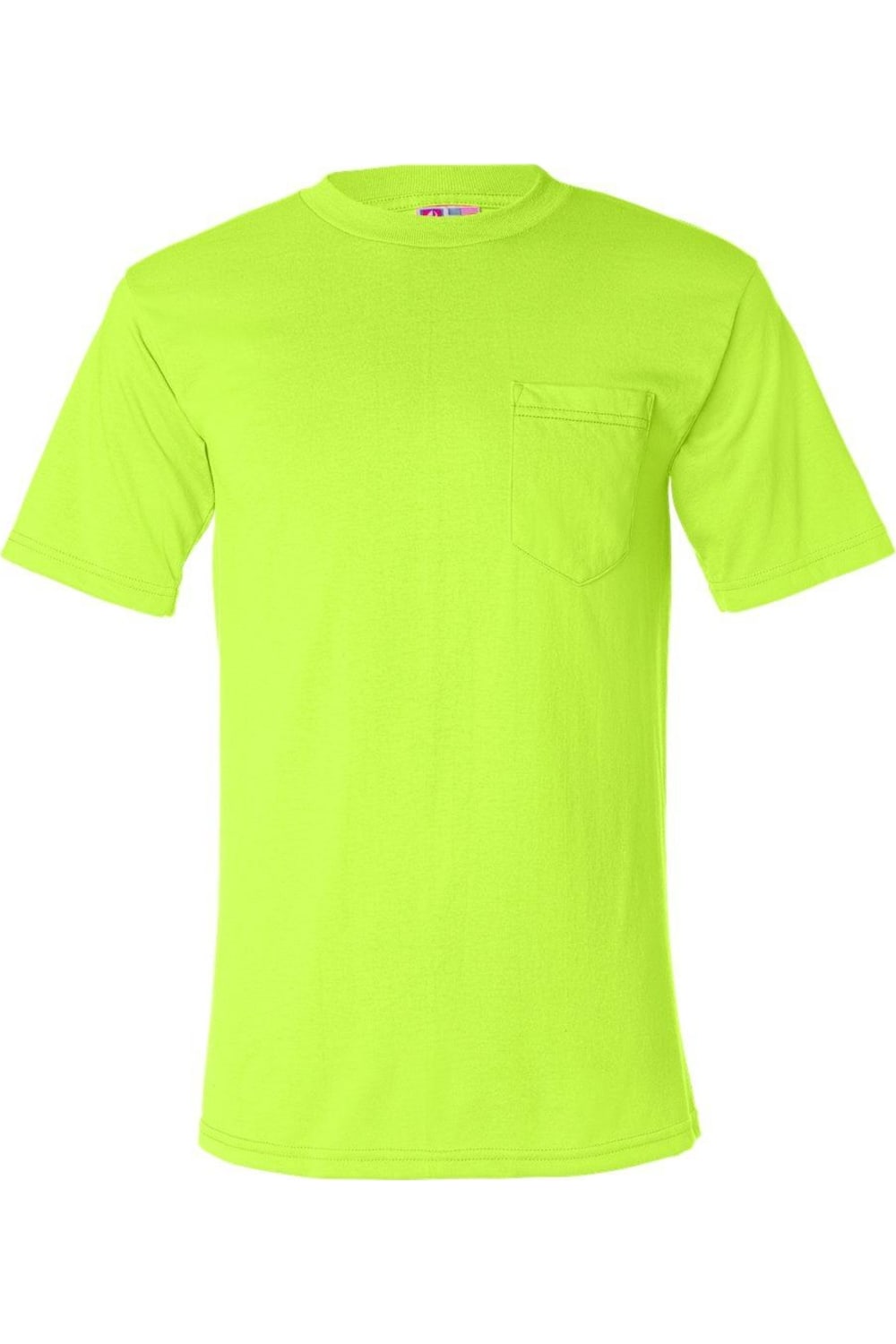 

Футболка Bayside USA-Made 50/50 с карманом, цвет safety green