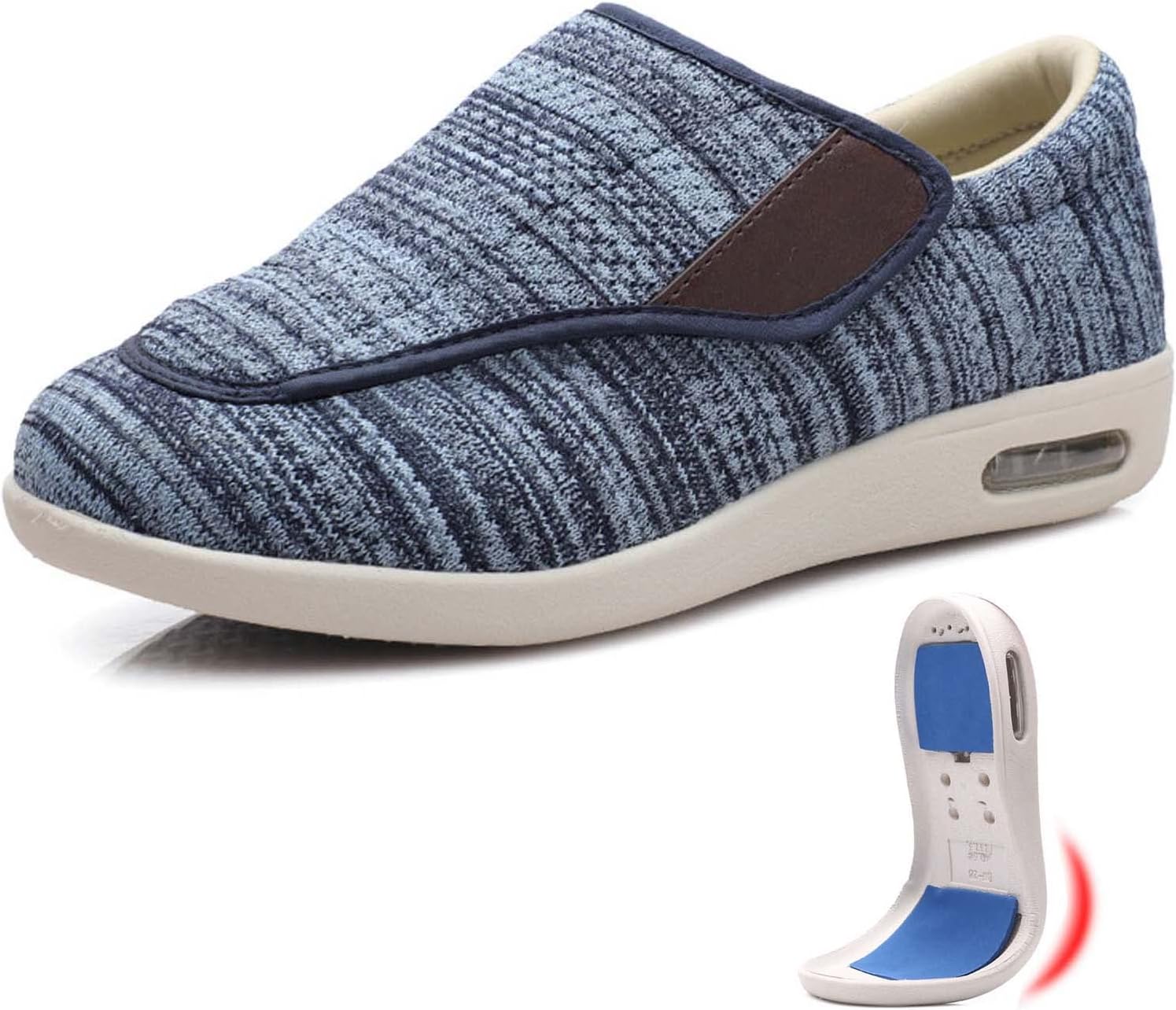 

Кроссовки для ходьбы с дополнительной шириной при отеках, с съемными стельками из пены с эффектом памяти, легкие, для пожилых людей с опухшими стопами, мужские 9.5/женские 10.5 Generic, светло-голубой