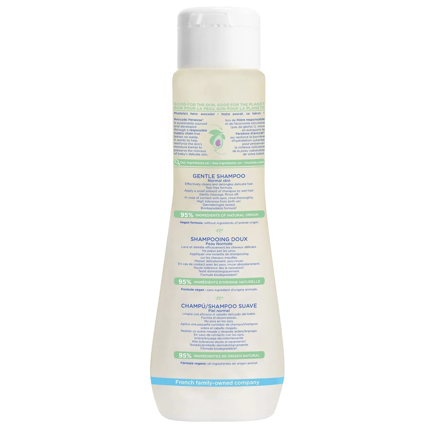 Детский шампунь Mustela Baby Gentle с натуральным авокадо - уход за волосами для детей всех возрастов и типов волос - формула без слез и биоразлагаемая - различные размеры - упаковка из 1 или 2 штук 200 мл (1 шт.) — фото 2