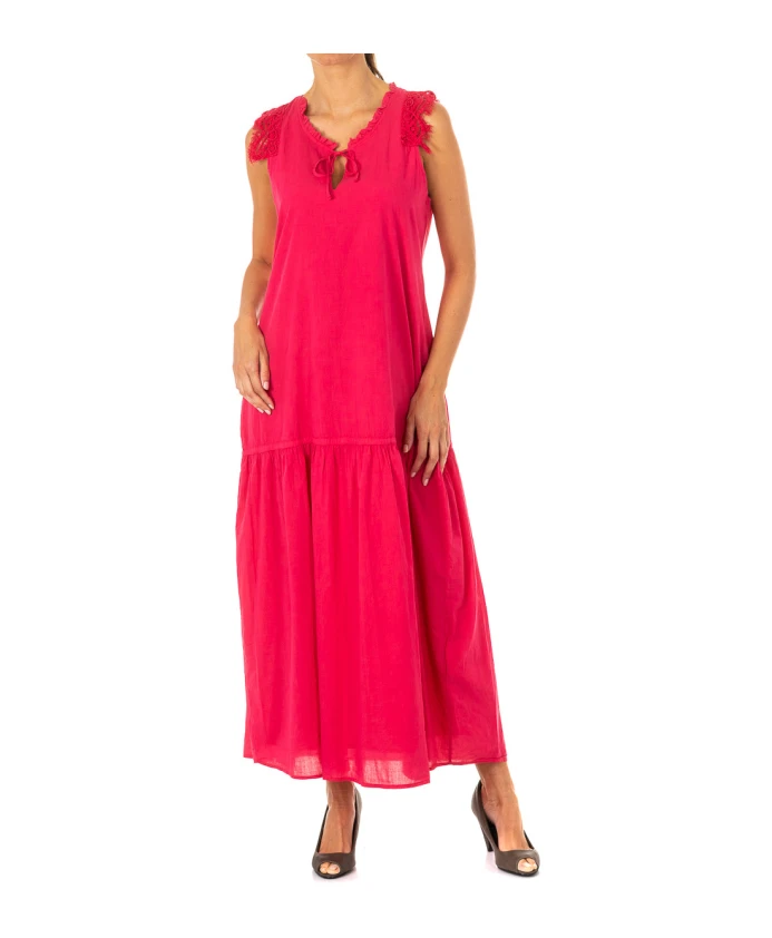 

Длинное платье без рукавов с кружевной отделкой La Martina, розовый