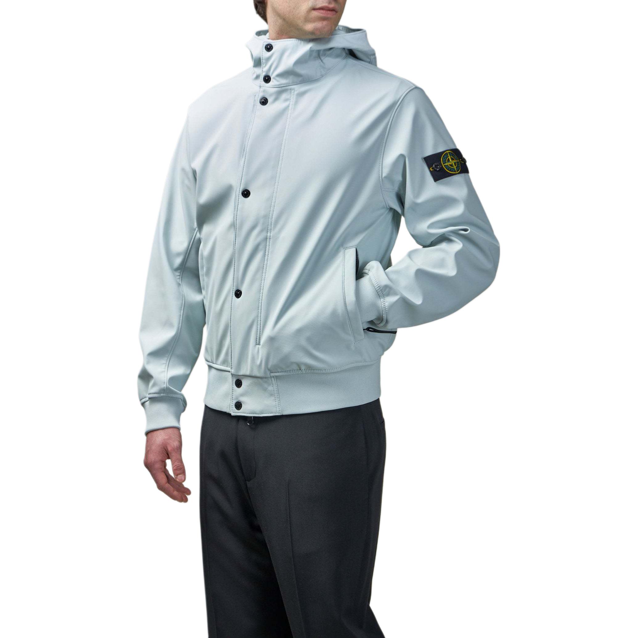STONE ISLAND Куртка с капюшоном и нашивкой с логотипом, Ice Frost Blue — фото 4