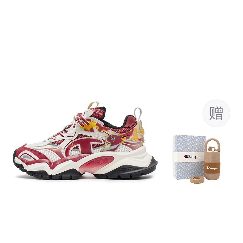 

Champion Кроссовки Year Of The Snake Fang Shark Shoes Power Armor Low-Top Chunky Sneakers для мужчин, пепельно-красный/молочно-белый