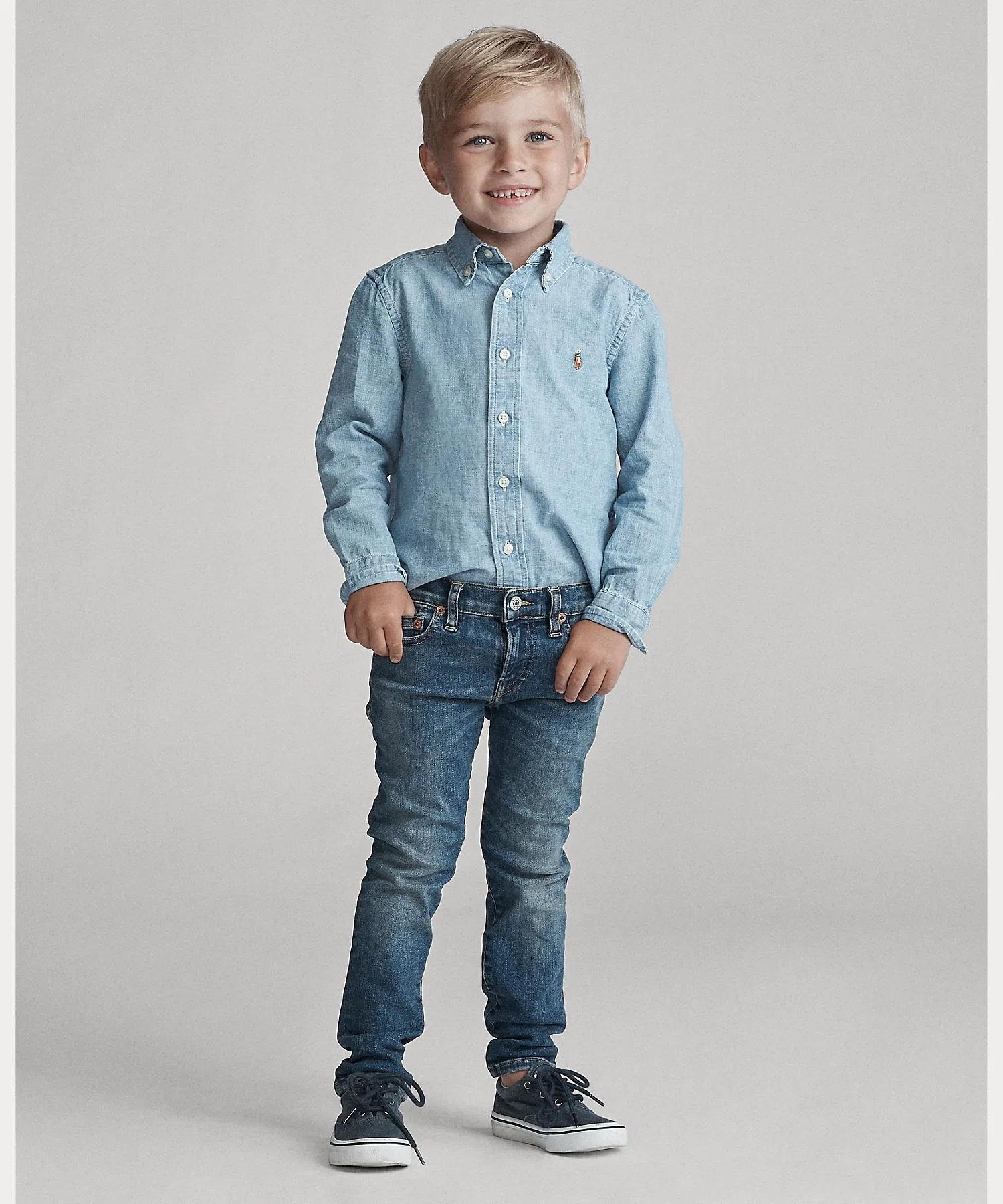 Детская рубашка POLO RALPH LAUREN из шамбре — фото 3