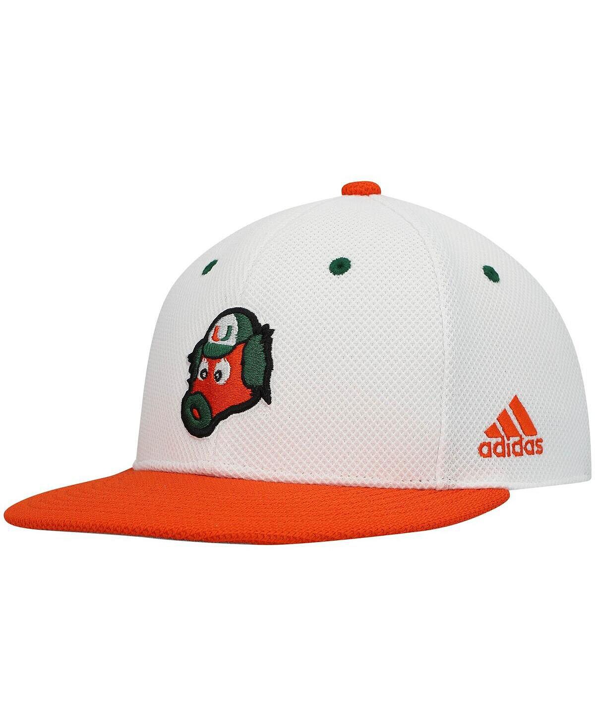 

Мужская бело-оранжевая бейсбольная бейсболка Miami Hurricanes Miami Maniac On-Field adidas