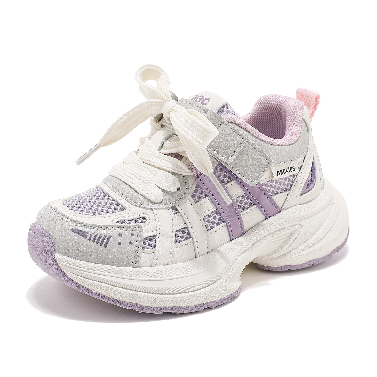 

Износостойкие, легкие, амортизирующие, дышащие, низкие повседневные кроссовки для детей ABC KIDS, белый/фиолетовый