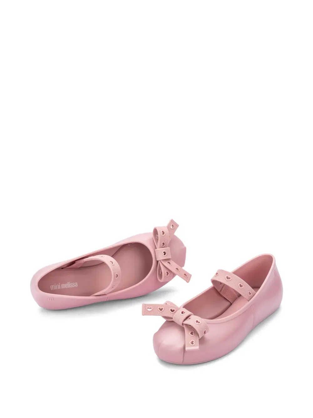 Балетки с бантом в форме сердца, украшенным аппликацией Mini Melissa, розовый — фото 2