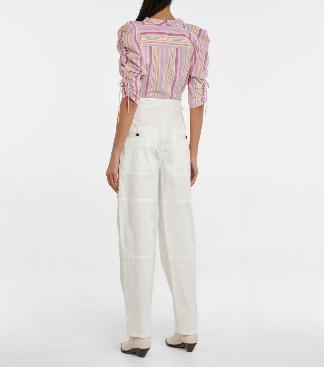 

Зауженные хлопковые брюки Ferima с высокой талией Isabel Marant, экрю